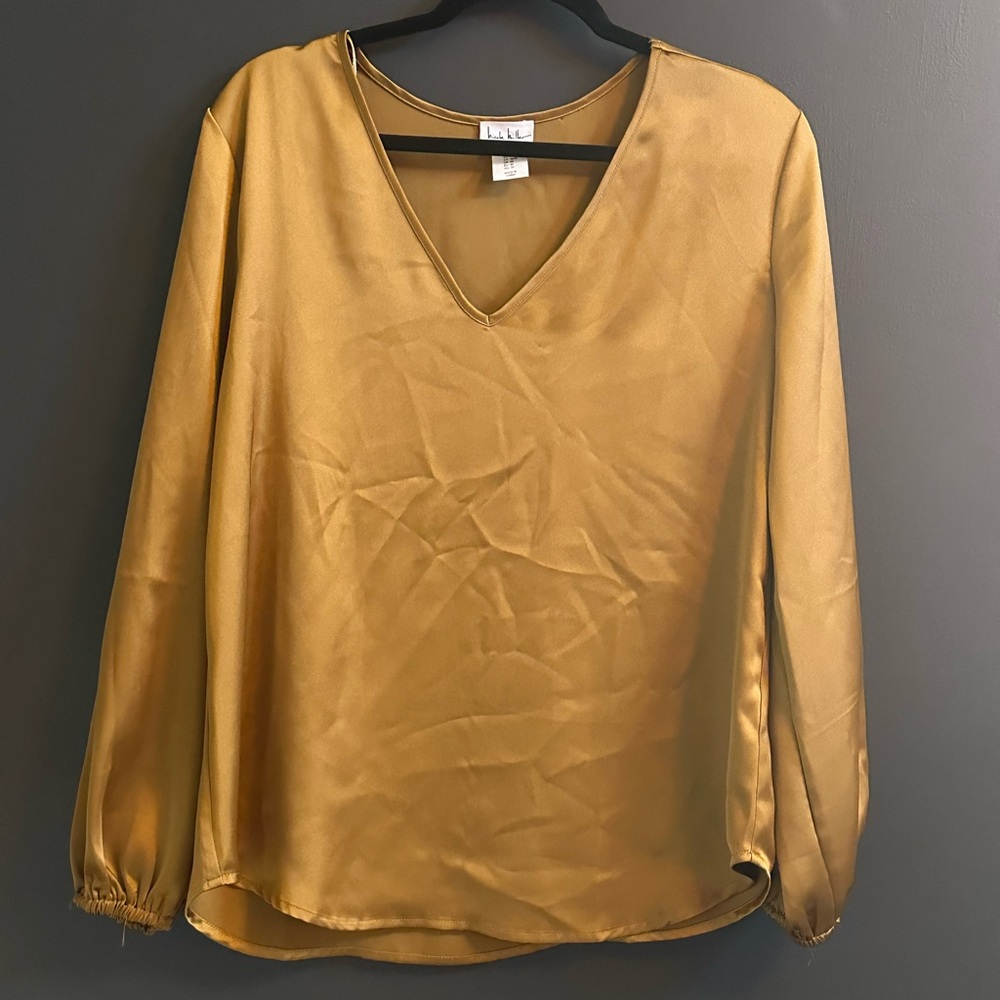 Nicole by Nicole Miller Gold Puff Sleeve Blouse‎